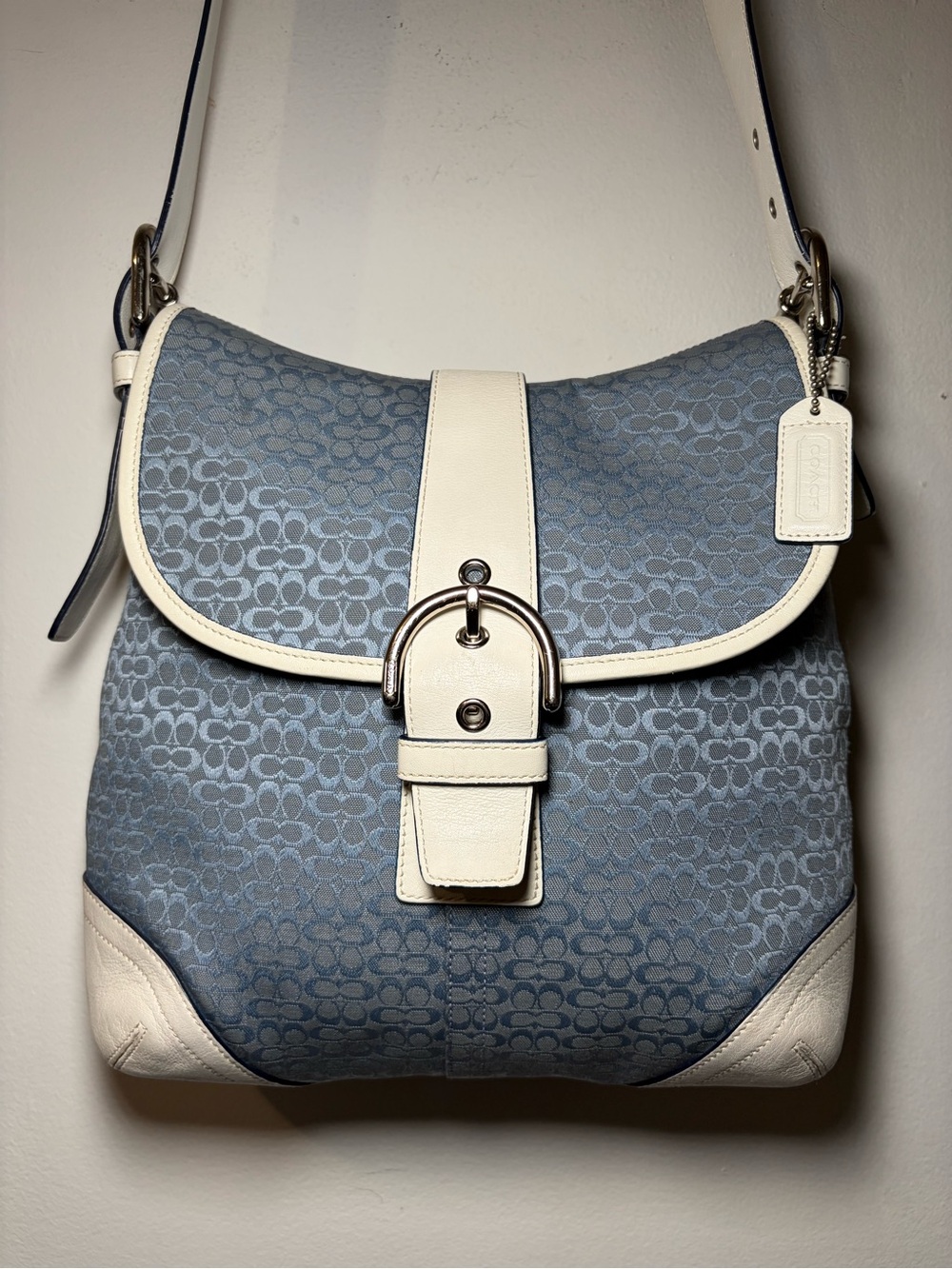 Rare Y2K Icy Blue Coach Soho Signature Flap Bag EXCELLENT Condition